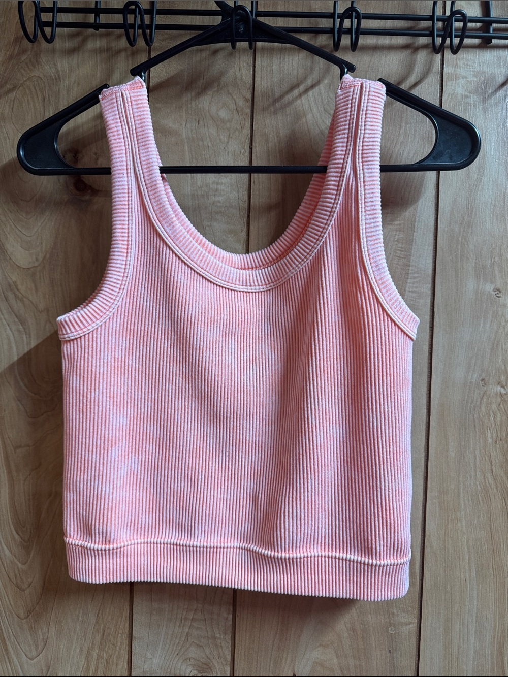 Zenana Outfitters Ribbed Tank Crop Top in Coral